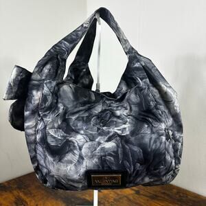 Valentino Garavani Nuage Bow Nylon Rose Floral Pattern Satchel Bag Vintage